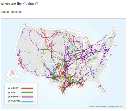 liquid pipeline map