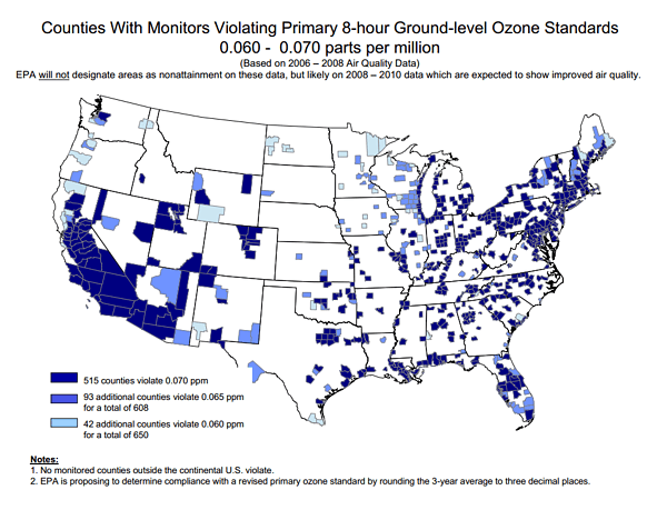 epa map ozone