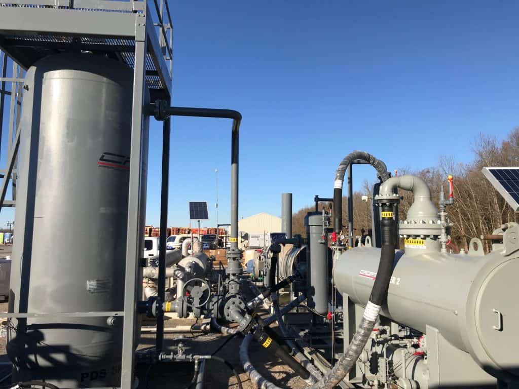 Package System for treating field gas for frac fleets